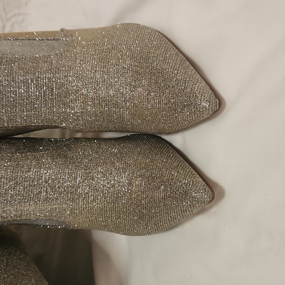 New! Silver gold sparkle boots stiletto heels thigh high stretchy size 8 wide - Picture 16 of 16